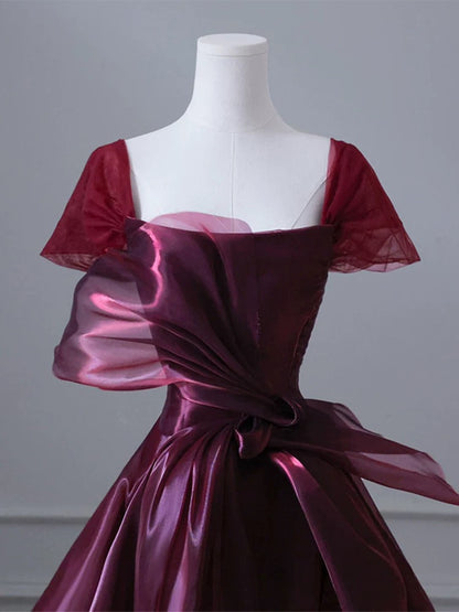 Sexy Ballkleid Square Neck Burgund Organza Prom Kleid Inspiration Lange Party Formale Prom Kleider AU198