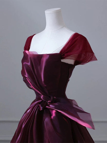 Sexy Ballkleid Square Neck Burgund Organza Prom Kleid Inspiration Lange Party Formale Prom Kleider AU198