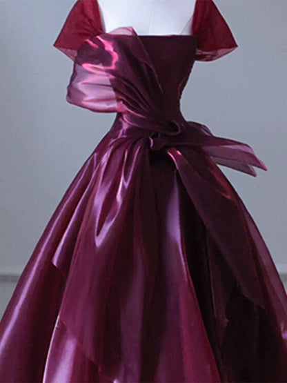 Sexy Ballkleid Square Neck Burgund Organza Prom Kleid Inspiration Lange Party Formale Prom Kleider AU198