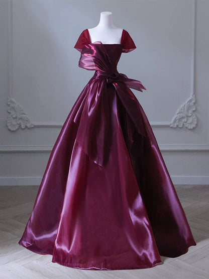 Sexy Ballkleid Square Neck Burgund Organza Prom Kleid Inspiration Lange Party Formale Prom Kleider AU198
