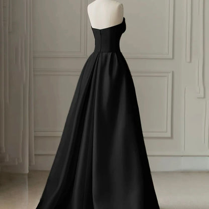 Robe de bal sexy bustier en satin noir, robe de bal longue et élégante, AU202