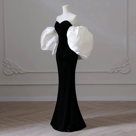 Classy Mermaid Sweetheart Sleeveless Black Long Prom Dresses Party Formal Graduation Dress AU205