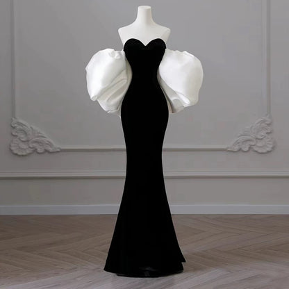 Classy Mermaid Sweetheart Sleeveless Black Long Prom Dresses Party Formal Graduation Dress AU205