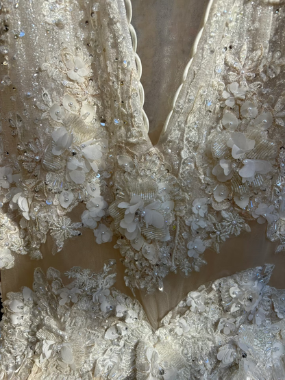 Retro Mermaid Strapless Tulle Lace Feathers 60s White Fitted Corset Wedding Dress Bride Gowns Wedding Dresses AU206