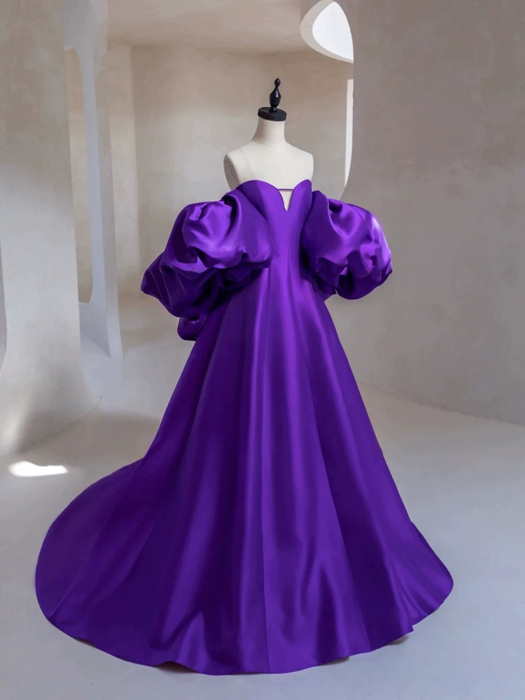 Charming Ball Gown Sweetheart Grape Satin Prom Dresses Inspiration Prom Dress Princess Graduation Dress AU214