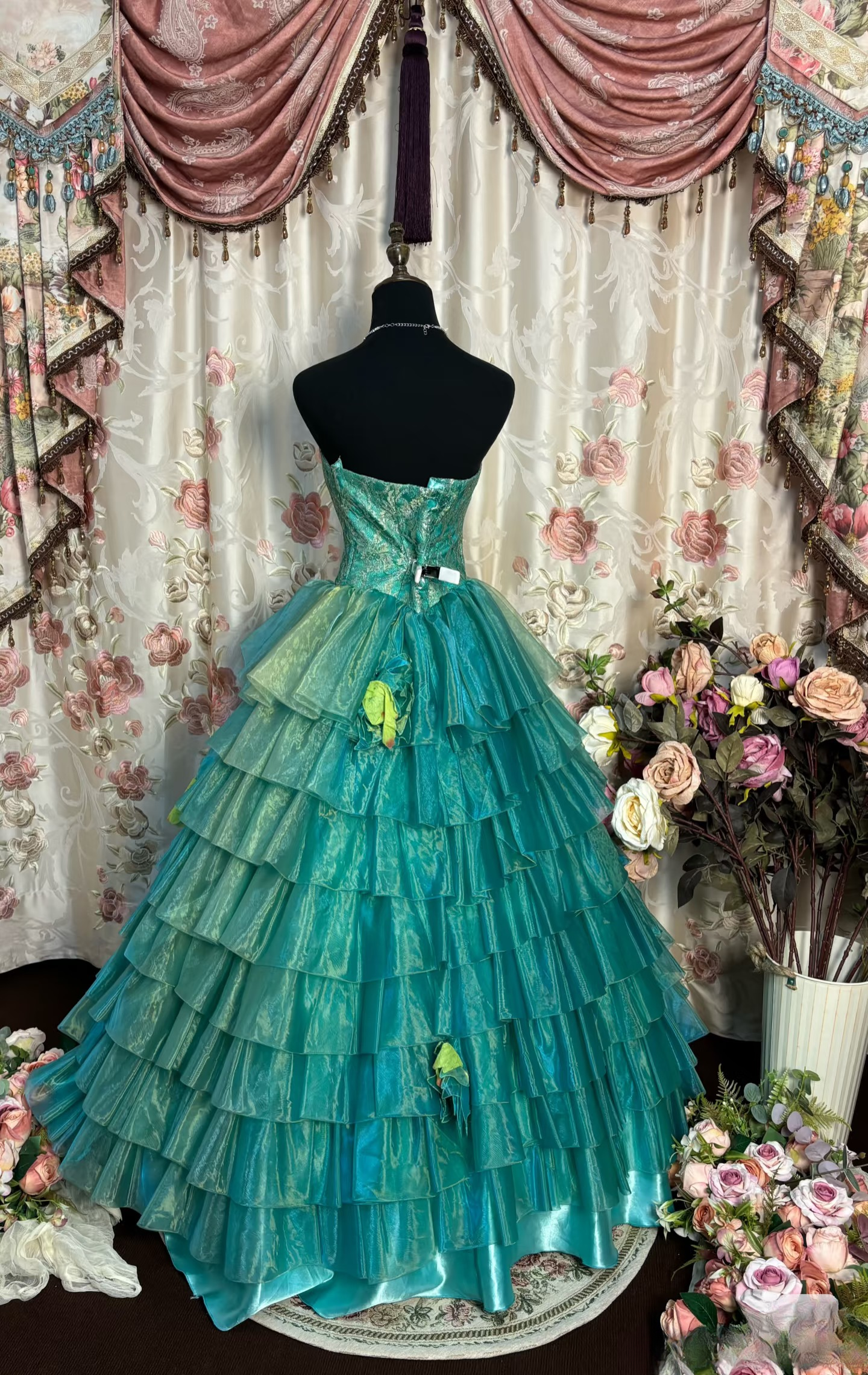 Chic Ball Gown Strapless Shiny Long Quinceanera Dress Sweet 15 16 Birthday Party Dresses AU217