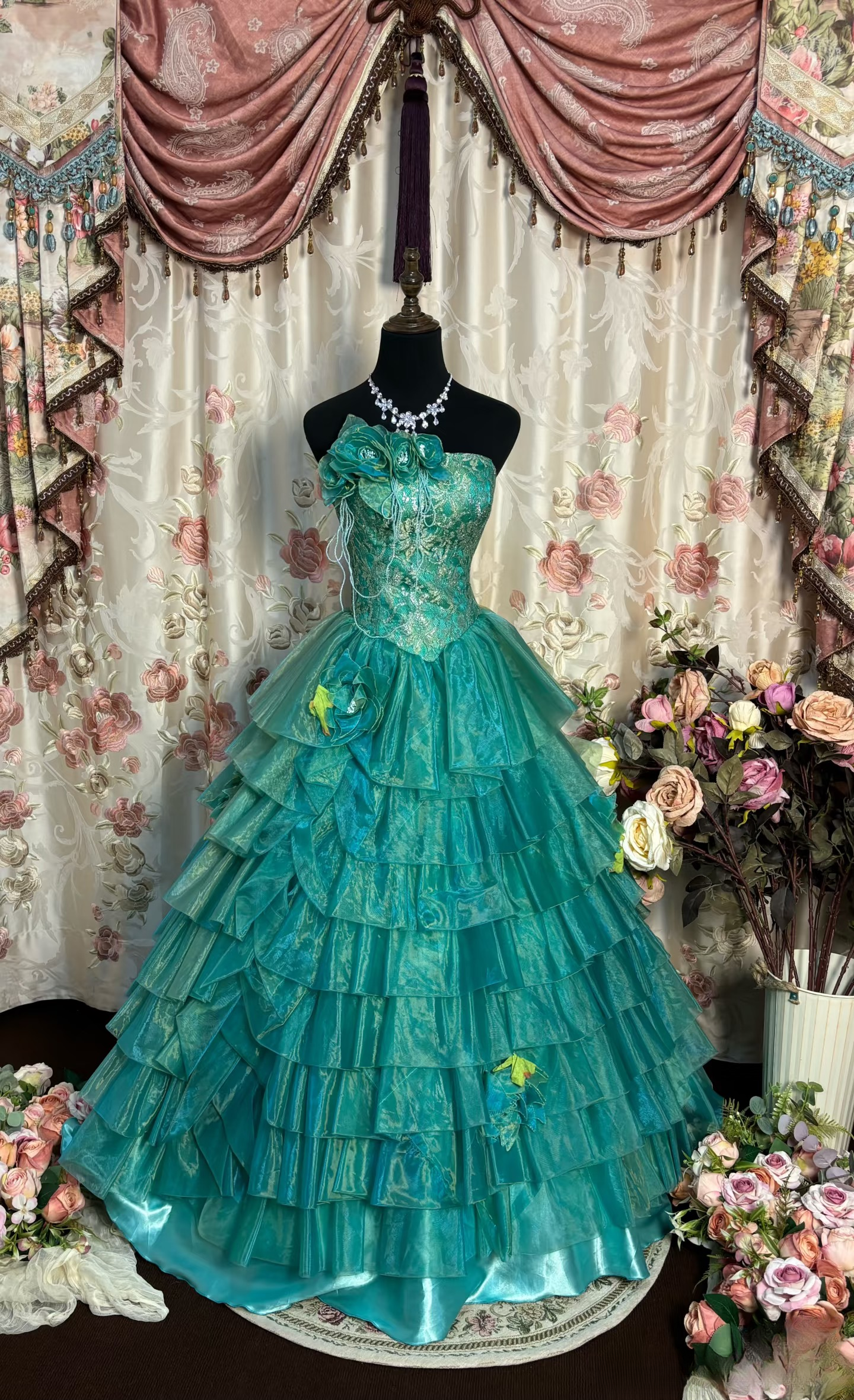 Chic Ball Gown Strapless Shiny Long Quinceanera Dress Sweet 15 16 Birthday Party Dresses AU217