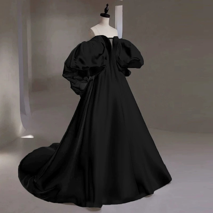 Charmantes Ballkleid Sweetheart Schwarz Satin Ballkleider Inspiration Ballkleid Prinzessin Abschlussballkleid AU219