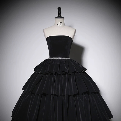 Black Quinceanera Dresses Ball Gown Strapless Velvet Birthday Prom Gowns Vestidos De 15 Anos Formal Party Long Sweet 16 Dress AU221
