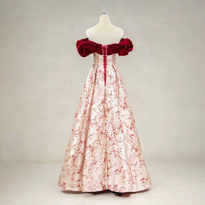 Modest Ball Gown Off The Shoulder Red Satin Long Prom Dresses Party Dress 20th Birthday Outfits Graduation Dress AU222