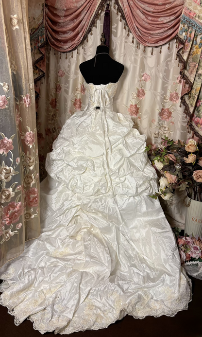 Robe de bal rétro années 60, décolleté cœur, corset blanc ajusté, robe de mariée longue AU222