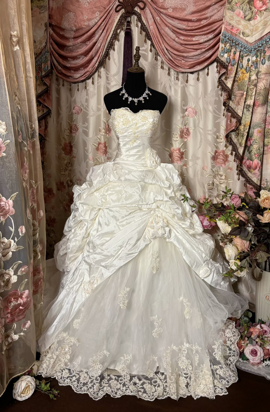 Retro Ball Gown Sweetheart Neckline 60s White Fitted Corset Bride Gown Long Wedding Dresses AU222