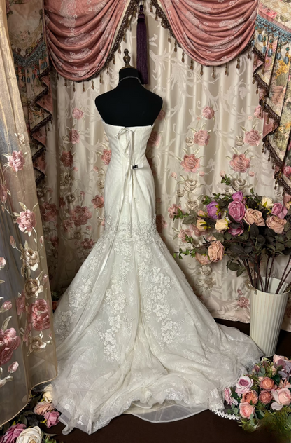 Retro Mermaid Sweetheart Lace 80s White Fitted Corset Long Wedding Dress Bride Gowns Brides Dresses AU225