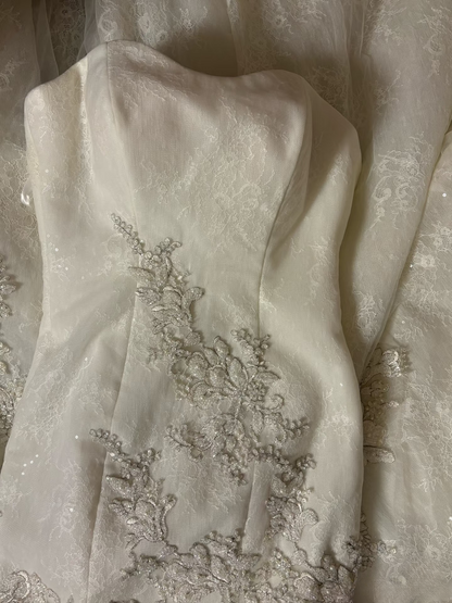 Retro Mermaid Sweetheart Lace 80s White Fitted Corset Long Wedding Dress Bride Gowns Brides Dresses AU225