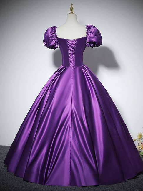 Charmante robe de bal à col carré en satin raisin, robe de bal d'inspiration princesse, robe de remise de diplôme AU227