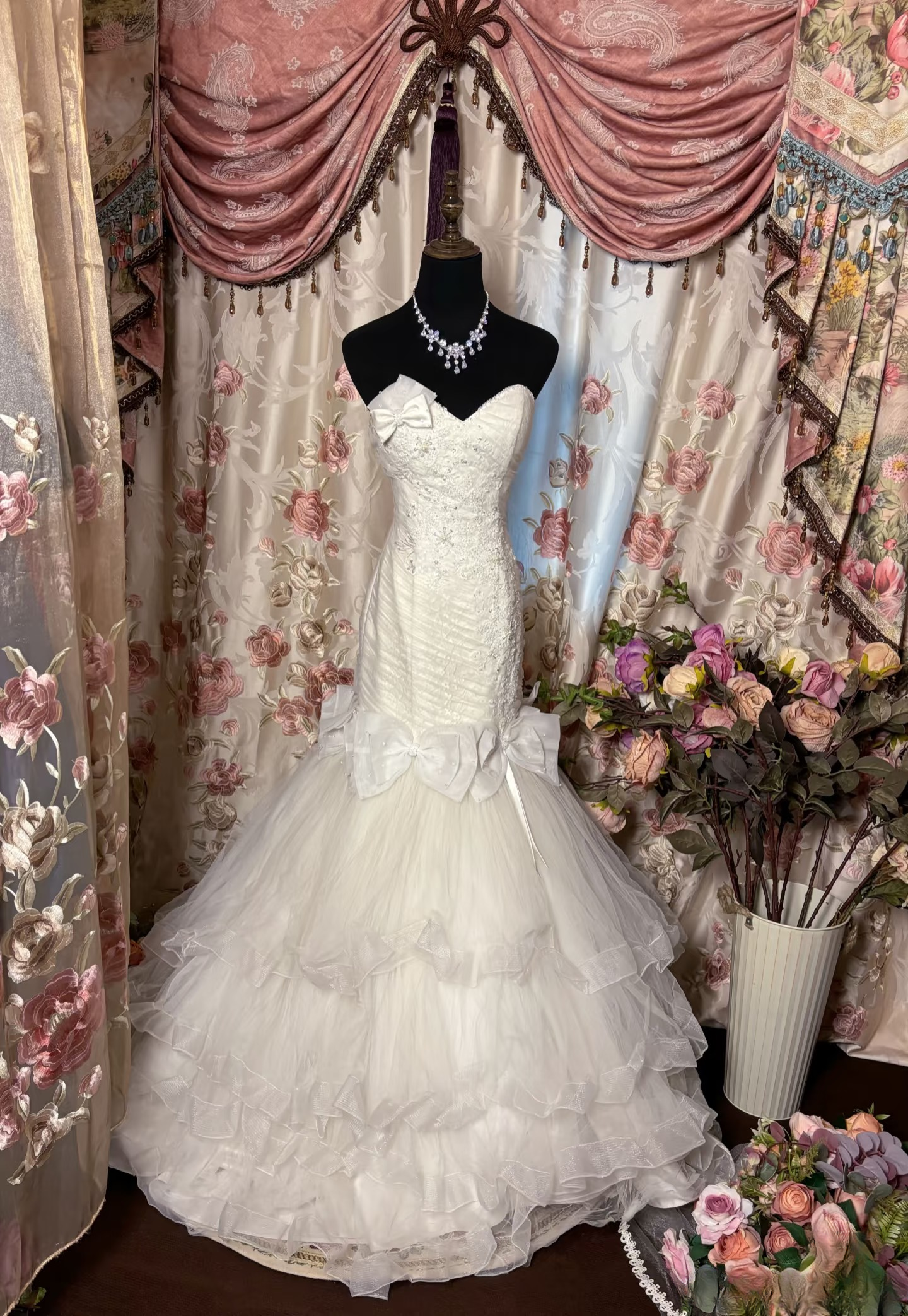 Robe de mariée longue blanche style sirène rétro années 60, bustier ajusté, AU229