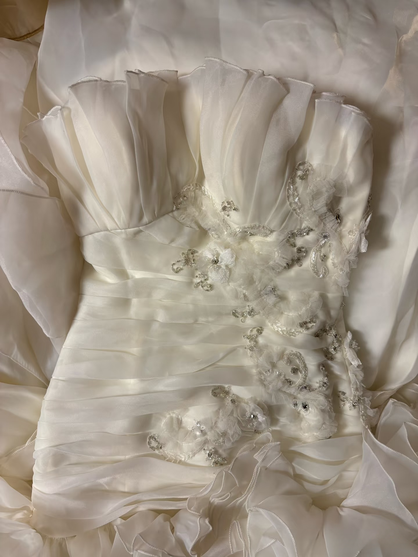 Retro Mermaid Strapless Organza 70s White Fitted Long Wedding Dress Bride Gown Brides Dresses AU230