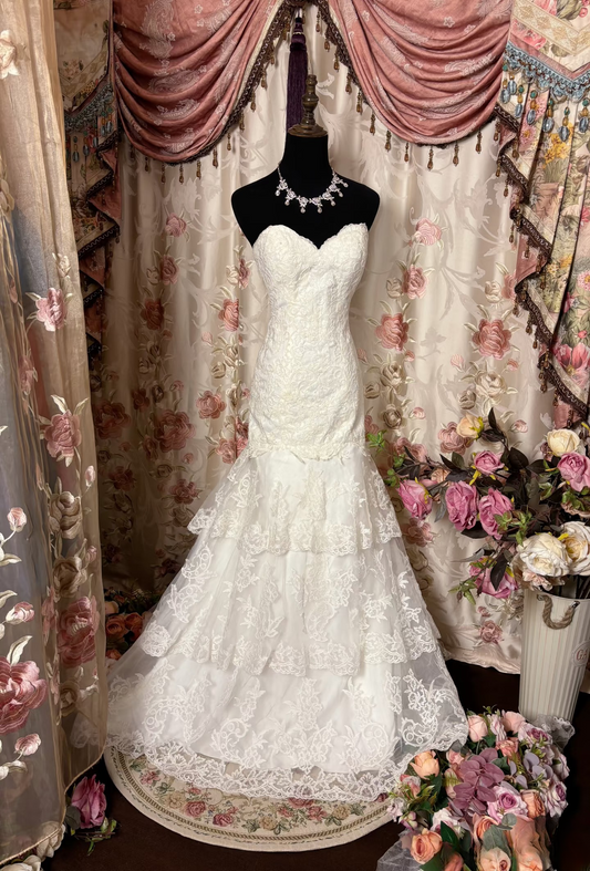 Retro Mermaid Sweetheart Neckline 60s White Fitted Corset Bride Gown Long Lace Wedding Dresses AU231