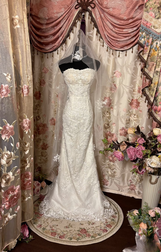 Retro Mermaid Sweetheart Neckline 1960s White Fitted Corset Bride Gown Long Lace Wedding Dresses AU232