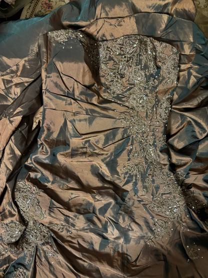 Retro Mermaid Strapless Taffeta Long Prom Dresses 80s 70s Party Prom Gowns AU236