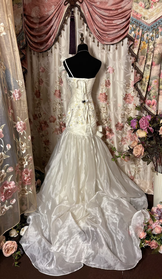 Retro Wedding Dresses Mermaid One Shoulder Plus Size 1970s Vintage Long Wedding Dress Bride Gowns AU239