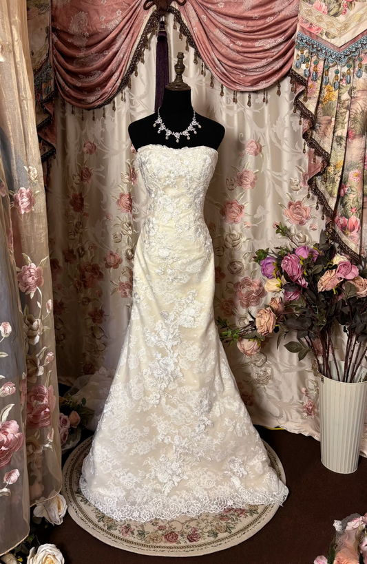 Retro Mermaid Sweetheart 1960s White Fitted Corset Bride Gown Long Lace Wedding Dresses AU240