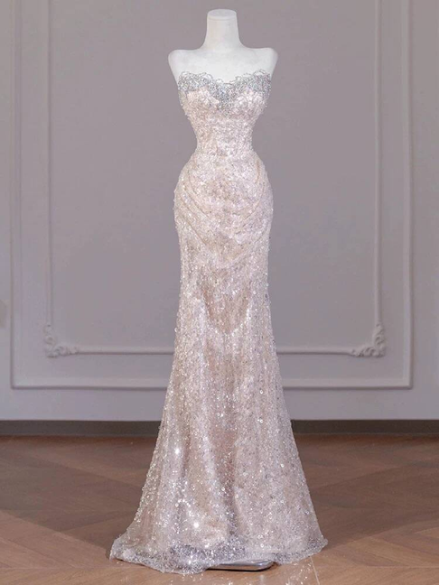 Modest Mermaid Sweetheart Sequin Long Prom Dresses Party Dress 21st Birthday Outfits Graduation Dress AU241
