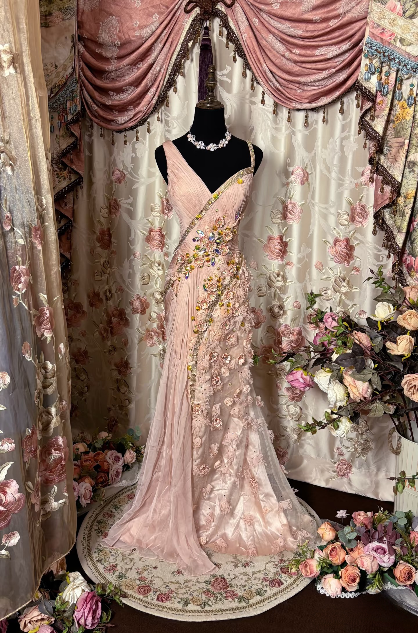 Retro Mermaid Strap Blush Pink Tulle Long Prom Dresses 80s 70s Party Prom Gowns AU243