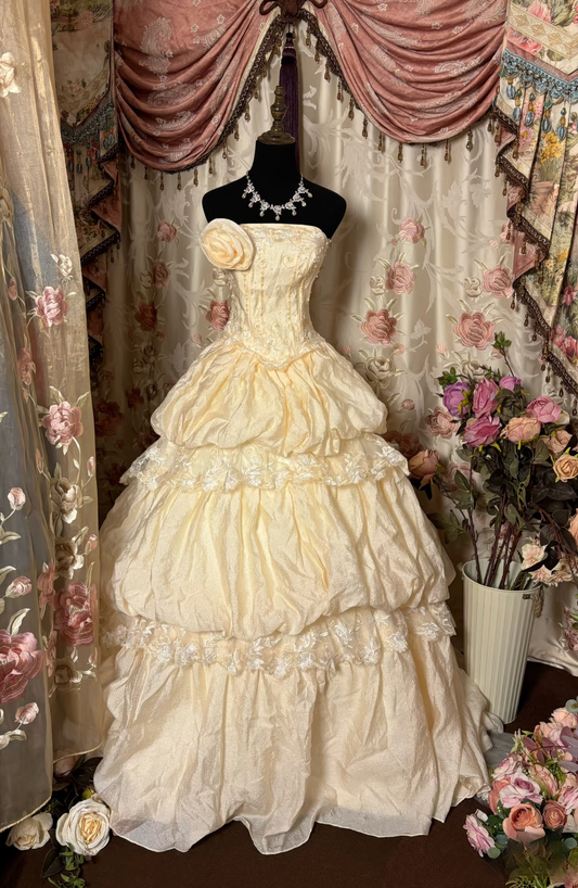 Vintage Ball Gown Strapless Taffeta Beaded Long Quinceanera Dress Sweet 15 16 Birthday Party Dresses AU246
