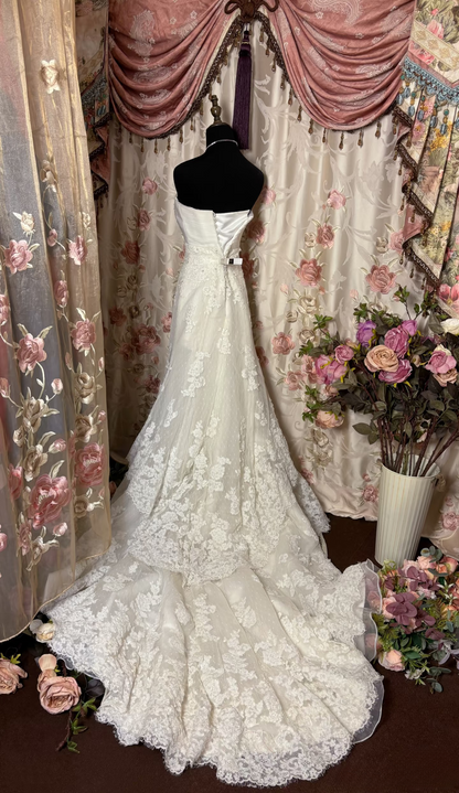 Retro Mermaid Sweetheart 1950s White Fitted Corset Bride Dress Long Lace Classy Wedding Dresses AU258