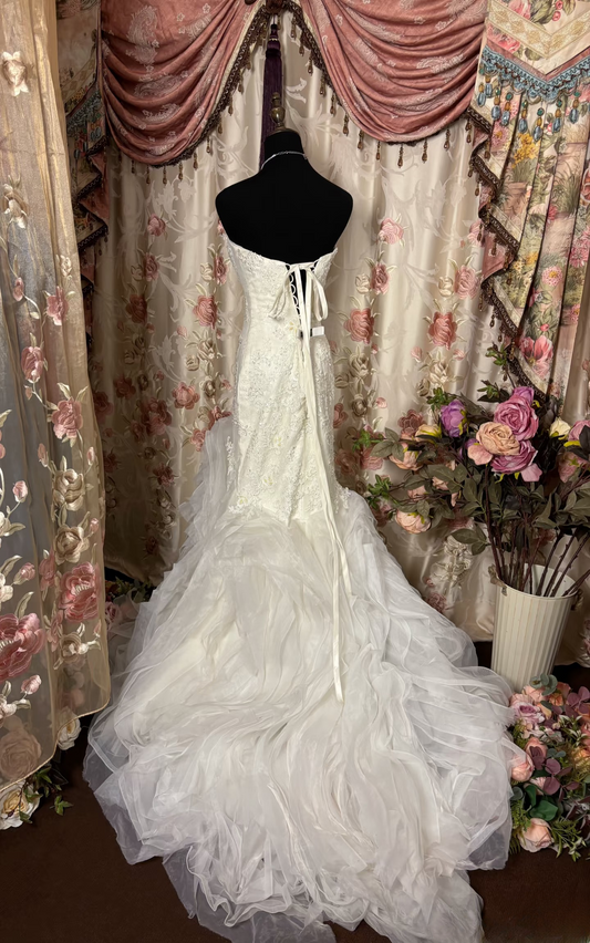 Vintage Mermaid Sweetheart 1950s White Fitted Corset Pleated Ruched Bride Dress Long Lace Appliques Classy Wedding Dresses AU260