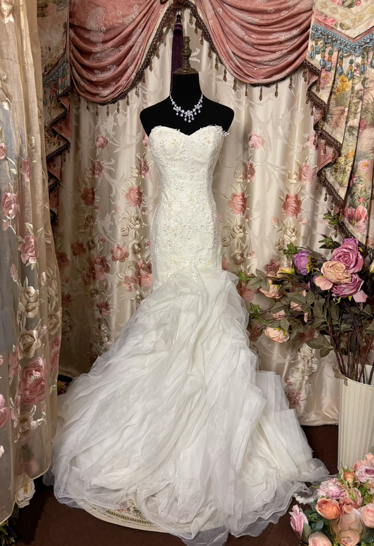 Vintage Mermaid Sweetheart 1950s White Fitted Corset Pleated Ruched Bride Dress Long Lace Appliques Classy Wedding Dresses AU260