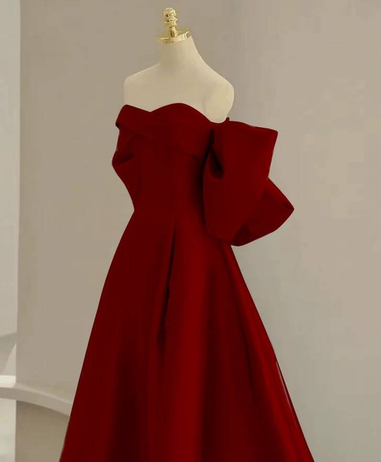 Robe de bal simple en satin rouge, décolleté en cœur, longue, tenue de soirée, tenue d'anniversaire, robe de remise de diplôme, AU263