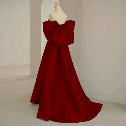 Robe de bal simple en satin rouge, décolleté en cœur, longue, tenue de soirée, tenue d'anniversaire, robe de remise de diplôme, AU263