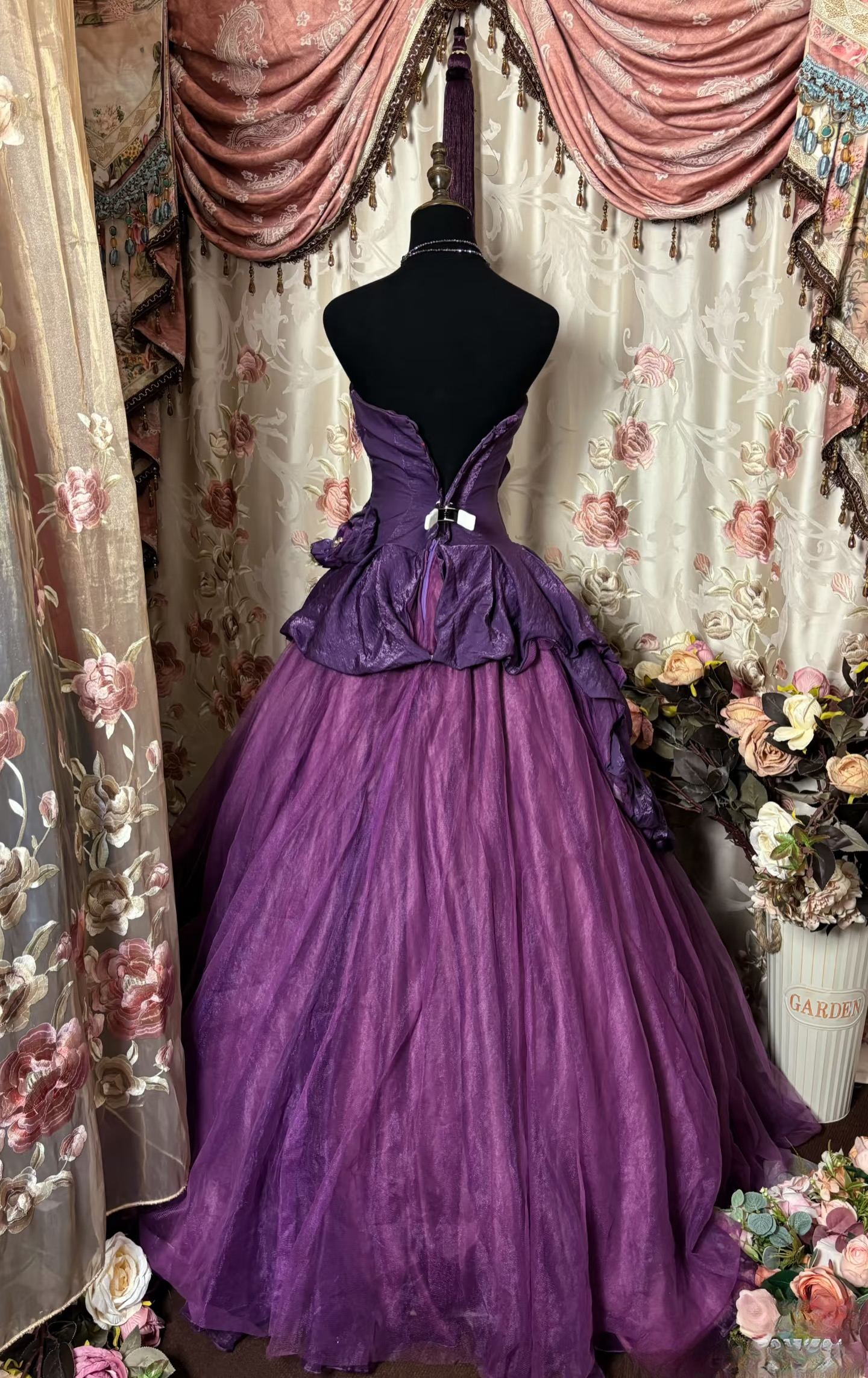 Vintage Ball Gown Sweetheart Grape With Silver Beads Prom Dress Long Quinceanera Dresses Sweet 15 16 Birthday Gown AU278