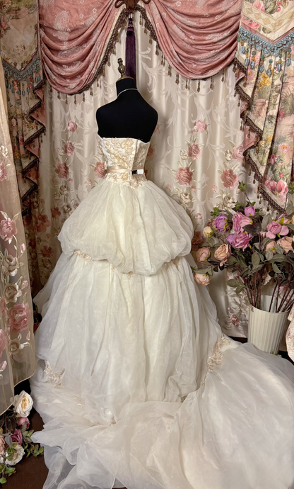 Robe de bal rétro bustier en tulle ivoire années 70, robe de mariée longue style années 70, robe de mariée AU282