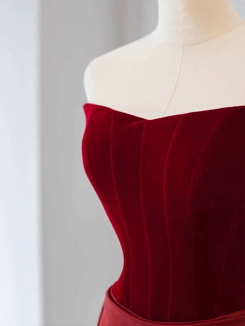 Robe de bal longue rouge sans bretelles style sirène, tenue de soirée pour 21e anniversaire, robe de remise de diplôme, AU284