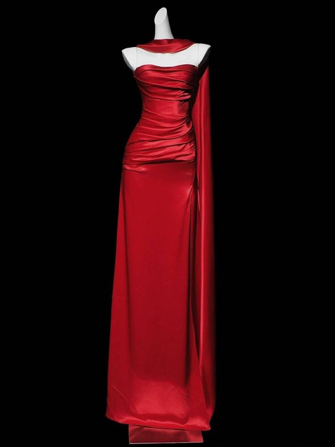 Robe fourreau bustier rouge fendue, robe de bal longue et modeste, tenue de soirée pour 21e anniversaire, robe de remise de diplôme, AU285