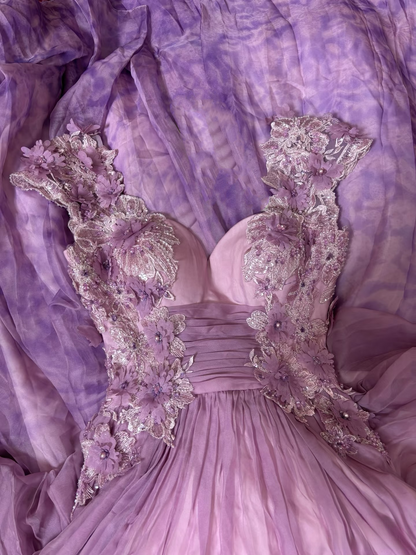 Modest A line Strap Lilac Sleeveless Chiffon Long Prom Dresses Formal Evening Gowns AU285