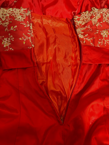 Robe de bal vintage rouge bustier ornée d'appliqués et de volants superposés, longue, idéale pour une quinceañera, un anniversaire de 15 ou 16 ans (AU287)