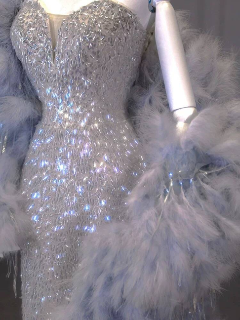 Robe de bal sirène intemporelle à paillettes argentées et décolleté en cœur, inspiration longue, robe de soirée formelle AU303