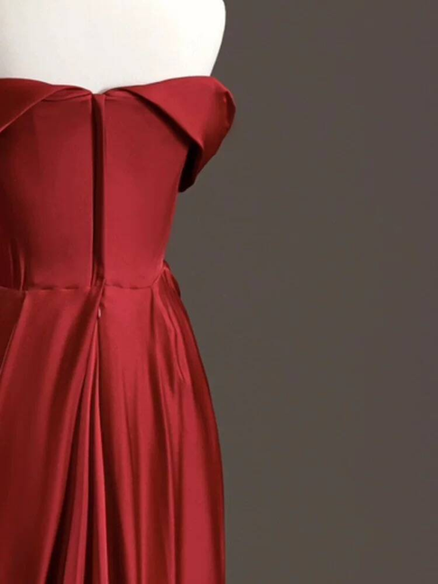 Edle Meerjungfrau aus der Schulter Burgund Satin Ballkleider Partykleid 21. Geburtstag Outfits Abschlusskleid AU312
