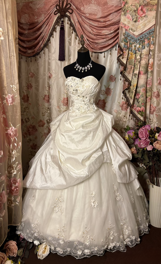 Retro Ball Gown Sweetheart Taffeta Ivory 80s Fitted Corset Bride Gown Long Wedding Dresses Brides Dress AU318