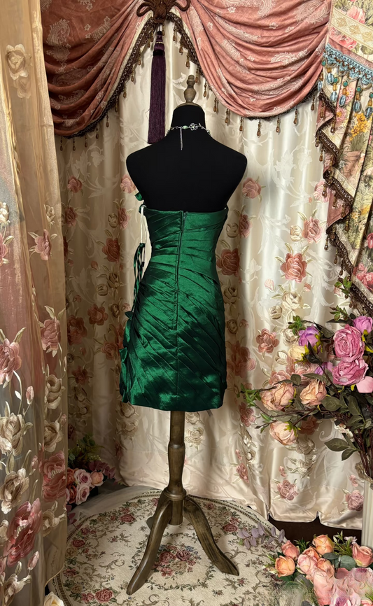 Sexy Sheath Sweetheart Dark Green Satin Short 16th Birthday Dress Homecoming Dresses Cocktail Gown AU320