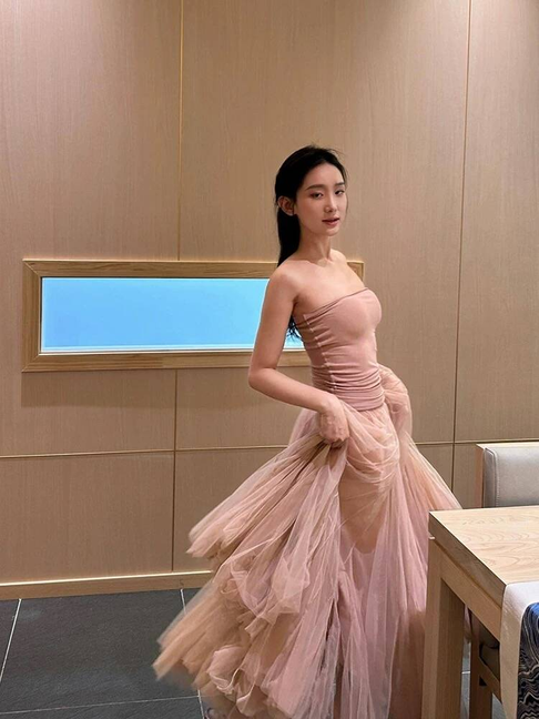 Modest Ball Gown Strapless Blush Pink Tulle Floor Length Prom Dresses Party Dress 21st Birthday Outfits Graduation Dress AU341