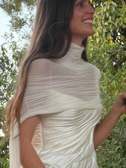Modest Sheath Spaghetti Straps Sleeveless White Wedding Dress Brides Dresses Fairytale Wedding Gown AU343