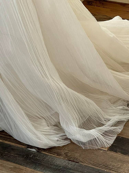 Robe de mariée modeste en tulle blanc, sans bretelles, robe de bal, robe de mariée de conte de fées, AU348