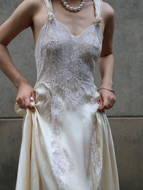 Robe de mariée blanche vintage à bretelles en dentelle, longue, style conte de fées, AU368