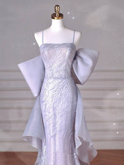 Sexy Mermaid Spaghetti Straps Lilac Sequin Prom Dresses Party Dress 21st Birthday Outfits Graduation Dress AU372