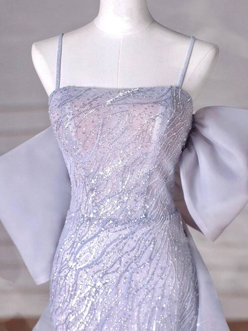 Sexy Mermaid Spaghetti Straps Lilac Sequin Prom Dresses Party Dress 21st Birthday Outfits Graduation Dress AU372